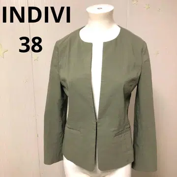 INDIVI 노카라 자켓 38 그린