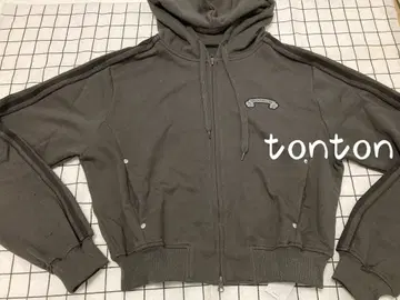 BadBlood 그레이 후드 부착 크롭 후드티