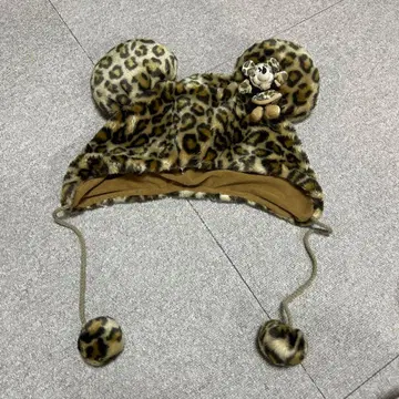 디즈니 미니 봉제 인형 레오파드 무늬 캡 레오파드 폼폼