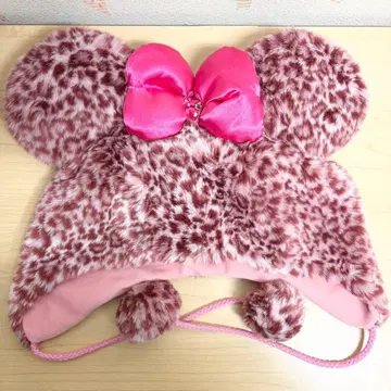 디즈니 팬캡 미니 레오파드 무늬 핑크 리본