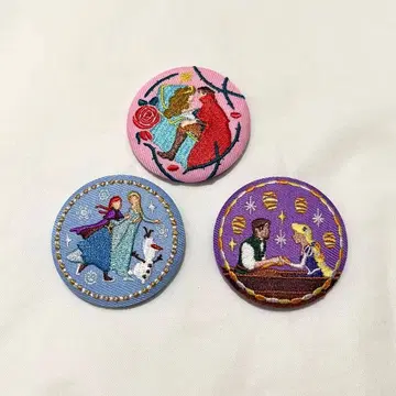 디즈니 자수 캔뱃지 아나와 눈의 여왕 라푼젤 잠자는 숲속의 미녀 오로라