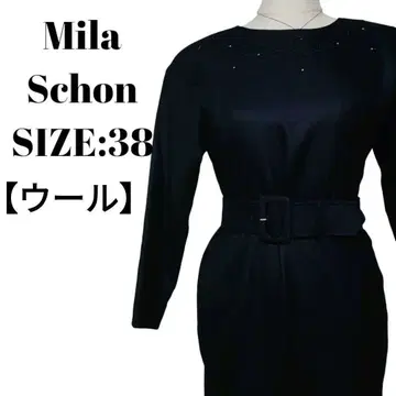 Mila Schon 38 블랙 원피스 비쥬 장식 벨트 포함 고급