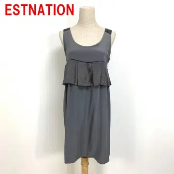 A6484 에스트네이션 무릎 기장 원피스 실크 100% 그레이 38