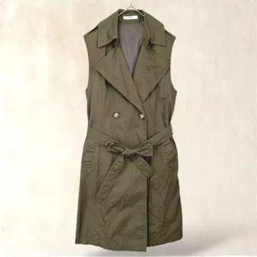 [ MOUSSY ] 슬리브리스 트렌치코트 F 카키 베스트 벨트