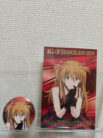 에반게리온전 아스카 세트 캔뱃지 엽서