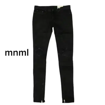 mnml 블랙 스키니진 데미지 가공