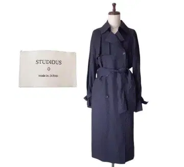 STUDIOUS 크라운 볼륨 트렌치 내추럴 무드 네이비