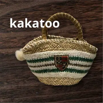 [ KAKATOO ] 카카투 니트 스트라이프 무늬 바스켓백