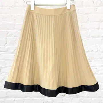 에프데 플리츠 스커트 플레어 스커트 미디 기장 모 99 바이컬러 베이지