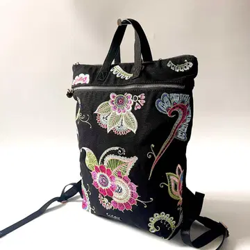 데시구알 Desigual 백팩 캔버스 블랙 꽃무늬