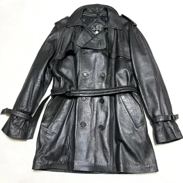 90s 빈티지 가죽 트렌치코트 빅사이즈 블랙