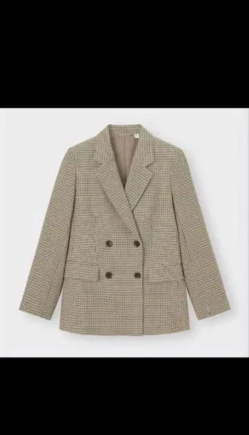 2024년 가을/겨울 모델 GU 더블 브레스트 체크 자켓 브라운