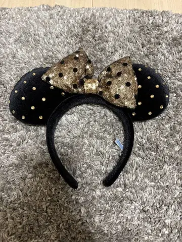 미니 머리띠 블랙과 금색 물방울 패턴