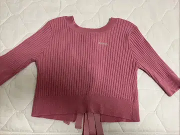 리브 편직 핑크 니트 F 사이즈 앞 여밈