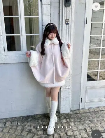 evelyn 비쥬 판초 코트 핑크