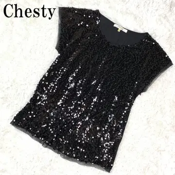 Chesty 체스티 스팽글 티셔츠 블랙 F B6184
