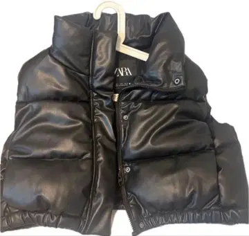 ZARA 새상품급 인조 가죽 다운 베스트 자켓 블랙 L