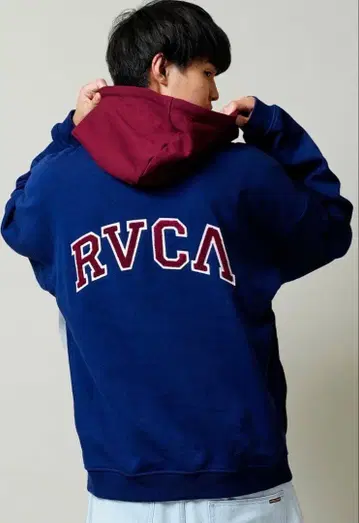 RVCA 오버 사이즈 하프 지퍼 후드티 2톤 S 사이즈