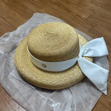 샤포도 오 chapeau d' O 밀짚모자 화이트 리본 포함