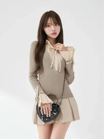 Darich 셔츠 도킹 플리츠 미니 원피스