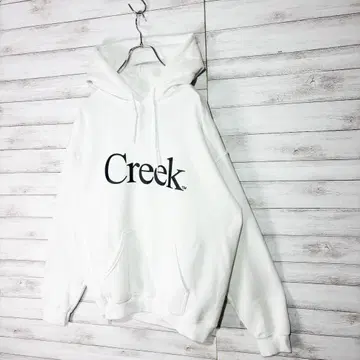 크릭 로고 후드티 M 화이트