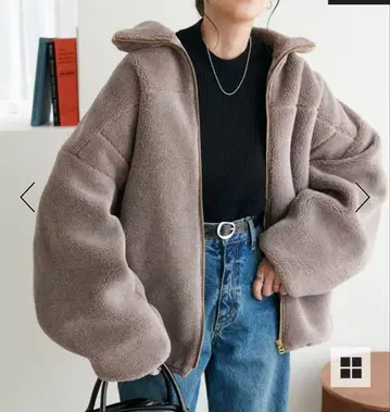 Discoat 깔끔한 보아 스탠드 블루종 그레이