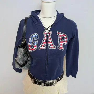 GAP 네이비 후드티 로고 스팽글 그런지 y2k 헤이세이 갸루