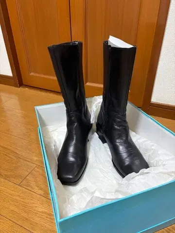 elegance 히미코 블랙 가죽 부츠