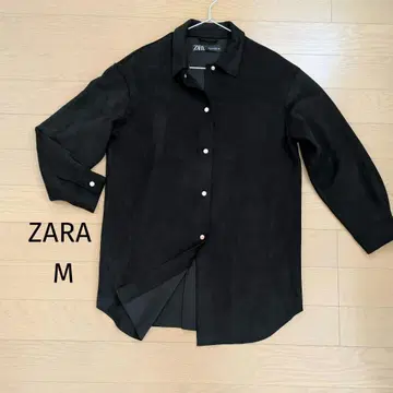 ZARA 블랙 스웨이드풍 긴팔 셔츠 M
