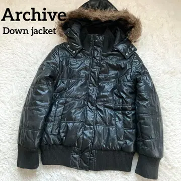 광택 y2k ARCHIVE 다운 자켓 쇼트 기장 그런지 00s 블랙