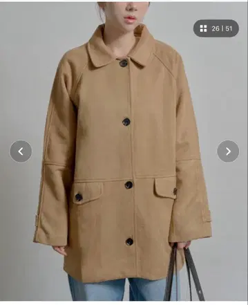 une mansion 싱글 버튼 브레드 스웨이드 하프 코트 베이지