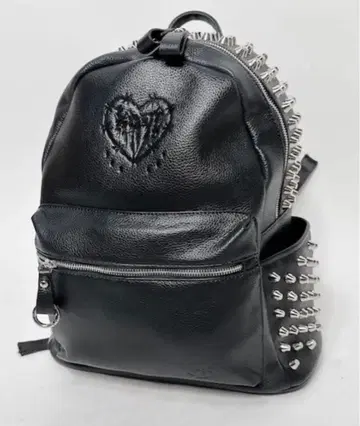 KRY 스터드 블랙 가죽 백팩 블랙 x 실버 BACKPACK Heart