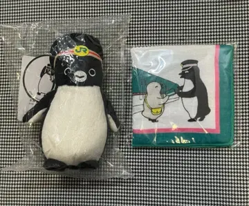 3 Suica 펭귄 역무원 봉제 인형 철도 시리즈 손수건