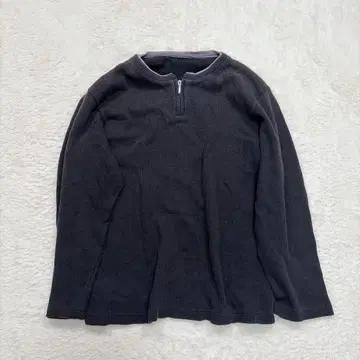 George 와플 셔츠 하프 지퍼 캐주얼 심플 모노톤