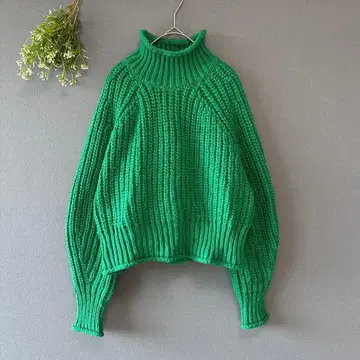 에이치앤엠 [XL] 성숙 캐주얼 둥근 소매 하이넥 로우게이지 니트