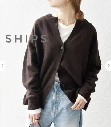 즉시 구매 대환영 AQUA 캐시미어 믹스 스키퍼 가디건 BROWN