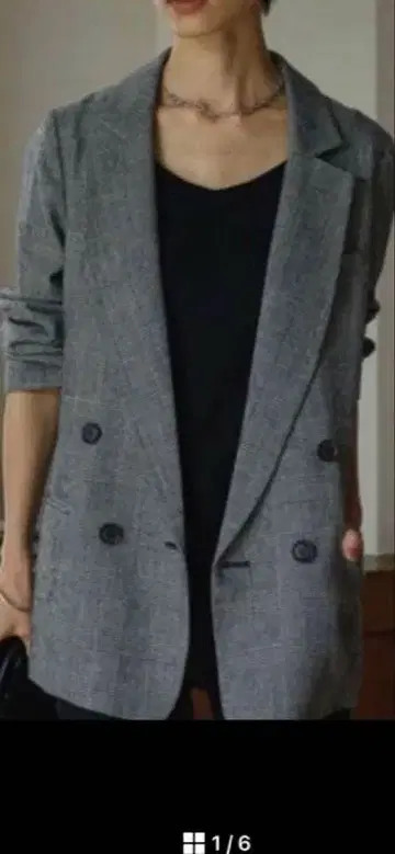 라운지 드레스 글렌체크 더블 자켓