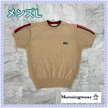 먼싱웨어 스웨터 반팔 남성용 L 베이지 뜨개질 골프