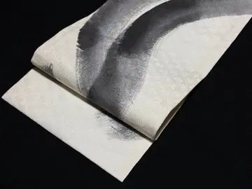 미사용품 기모노 오비 순수 실크 수묵화 무늬 나고야 오비 선착순