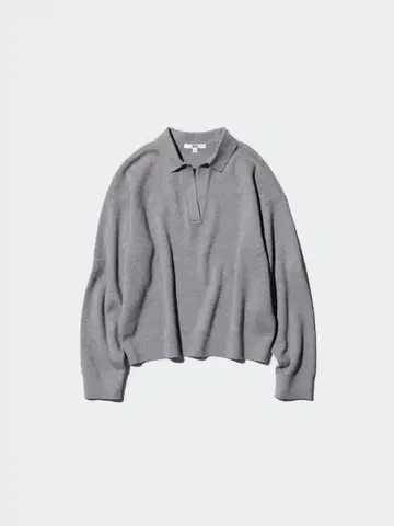 UNIQLO 코튼 새상품급 그레이 사이즈 유니클로 카라 부착 니트