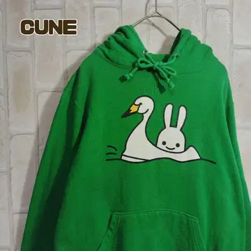 큔 CUNE 후드티 풀오버 그린 스완 백조