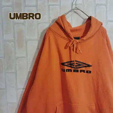 엄브로 UMBRO 후드티 풀오버 오렌지 자수