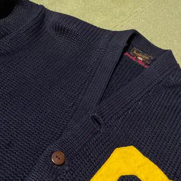 도톰 40s 빈티지 레터드 가디건 블랙 빅 사이즈