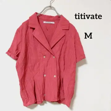 titivate 더블 버튼 셔츠 블라우스 핑크 M 구김 소재