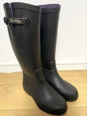 AIGLE 블랙 레인부츠 장화 버클 포함 [ 사이즈 36 ]