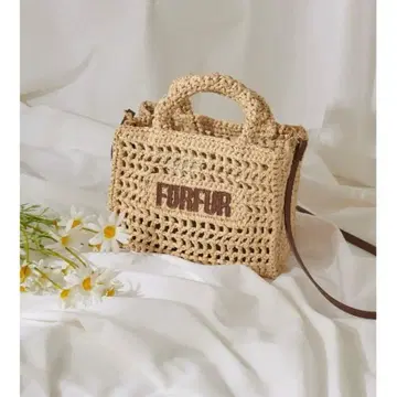 FURFUR 라피아 로고 토트백