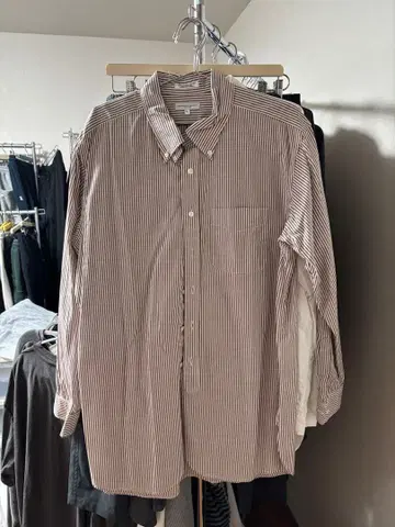 ENGINEERED GARMENTS 브라운 스트라이프 긴팔 셔츠 L
