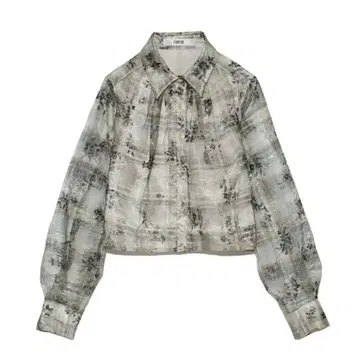 FURFUR 시어 플라워 체크 블라우스