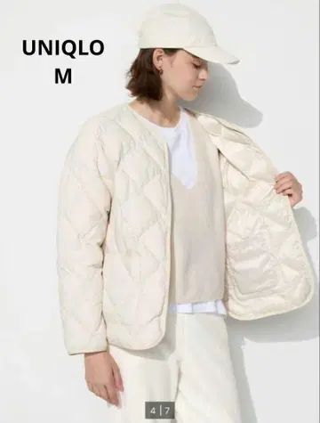 [ 새상품급 ] UNIQLO PUFFTECH 릴랙스 자켓 M 화이트 경량