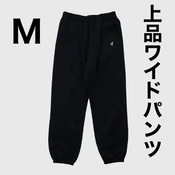 레터치 스웨트 팬츠 와이드 팬츠 블랙 M